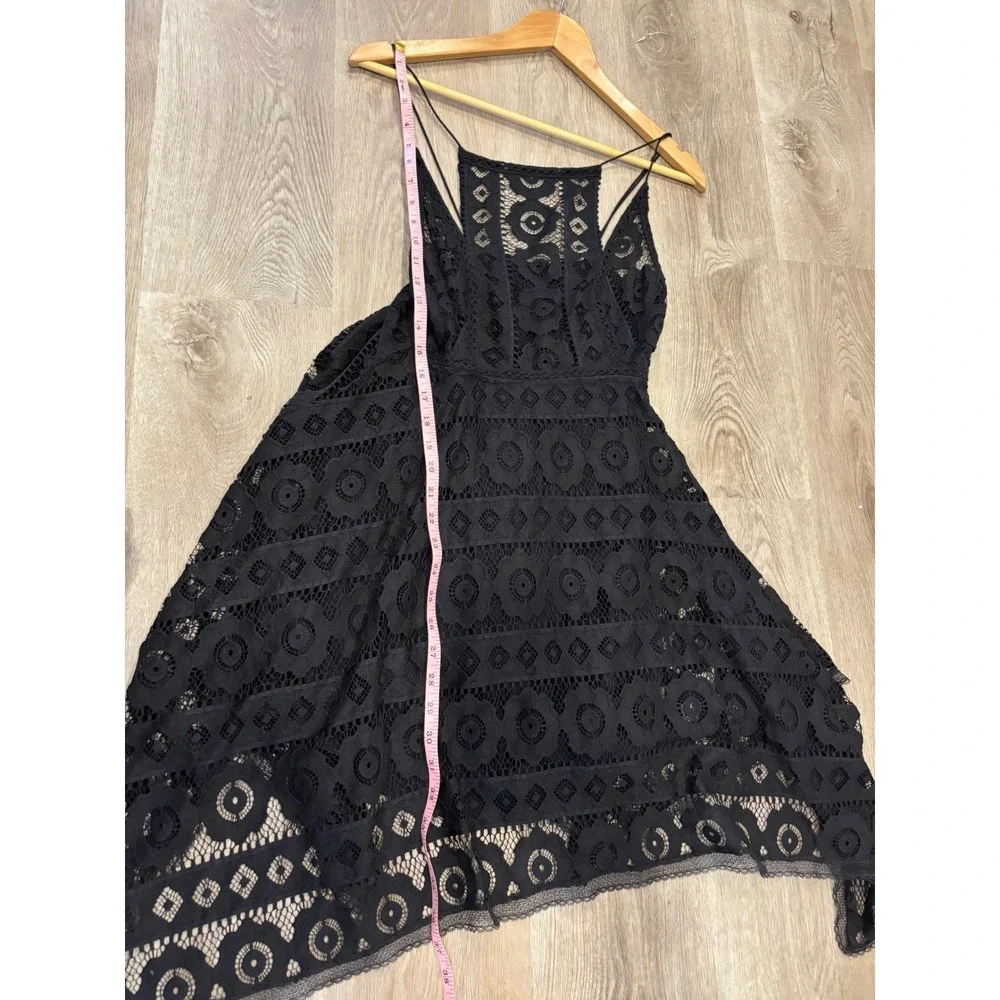 NWT Free People Black Lace euro summer wedding Handkerchief Mini‎ Dress Size 4